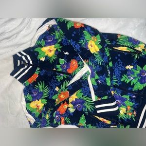 Floral polo zip up